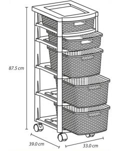 CAJONERO RATTAN 2P3G BL NVE (*)